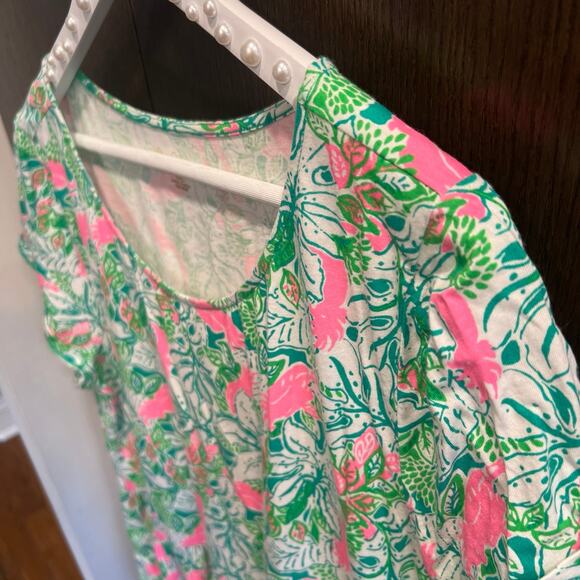 Lilly Pulitzer Green and Pink Floral Midi Dress - Picture 2 of 3